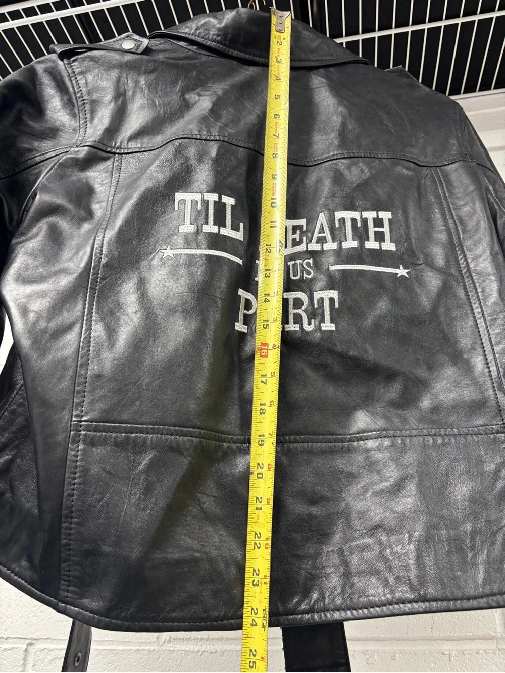 NASTY GAL Til Death Do Us Part Black Leather Cropped Oversized Moto Jacket Med - Picture 4 of 10